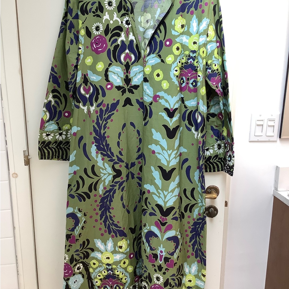 Zara Floral Green Long Sleeve Dress